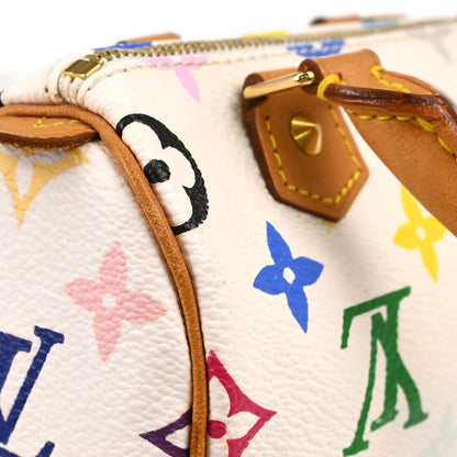 Louis Vuitton White Multicolor Mini Speedy Handbag M92645