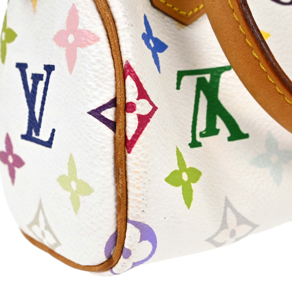 Louis Vuitton White Multicolor Mini Speedy Handbag M92645