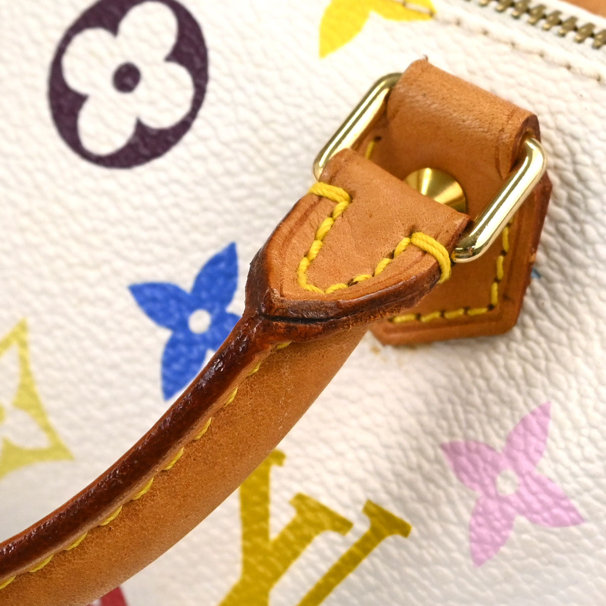 Louis Vuitton White Multicolor Mini Speedy Handbag M92645