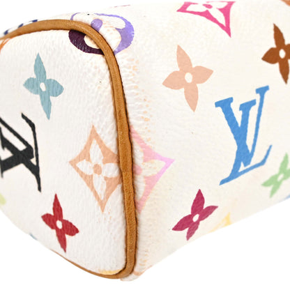 Louis Vuitton White Multicolor Mini Speedy Handbag M92645