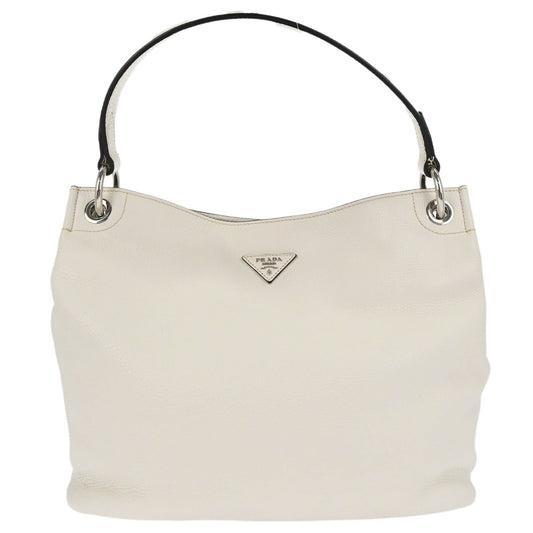 Prada White Leather Tote Handbag