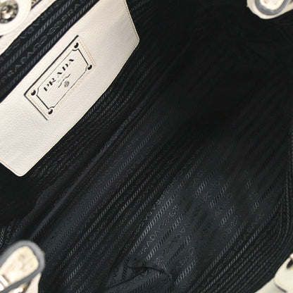Prada White Leather Tote Handbag