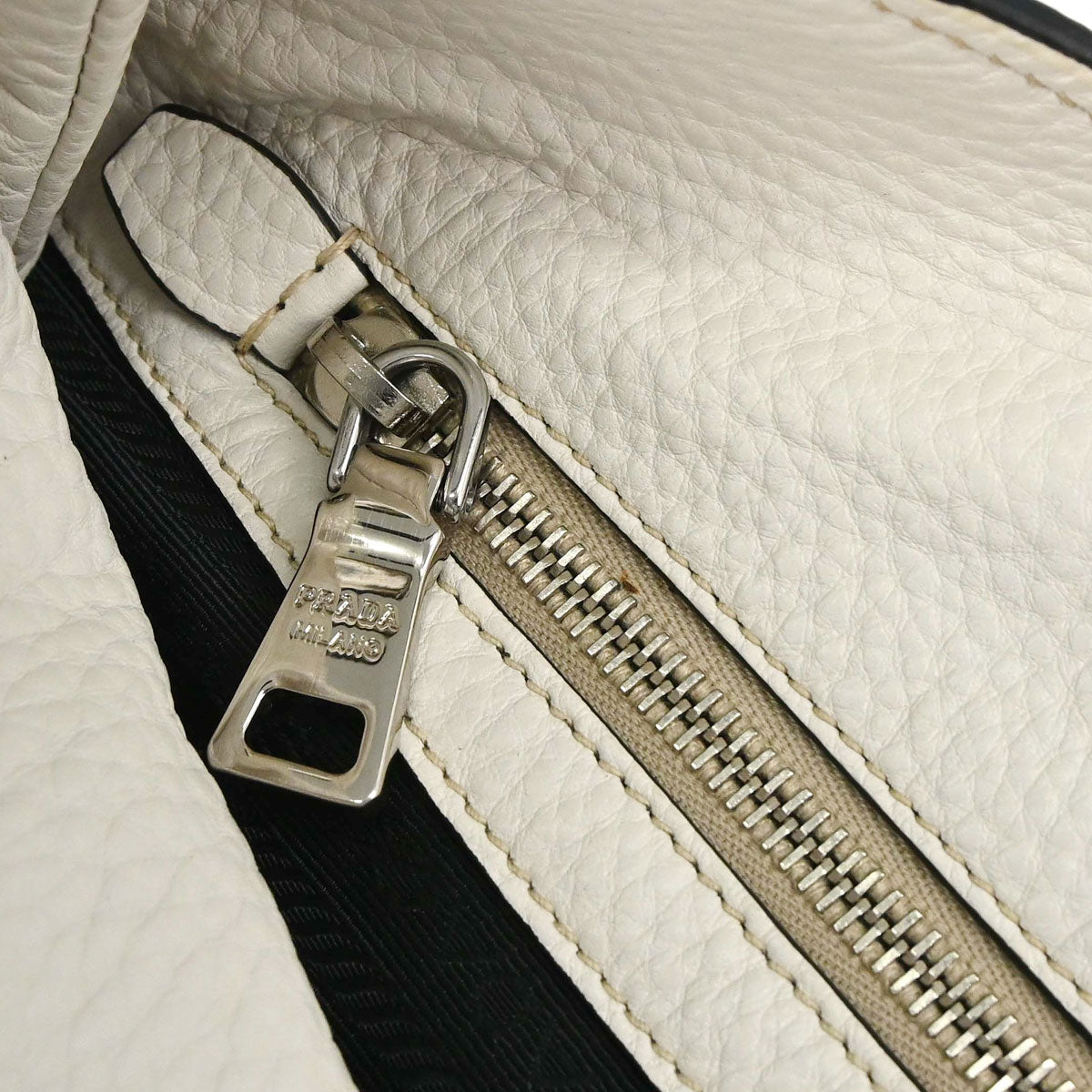 Prada White Leather Tote Handbag