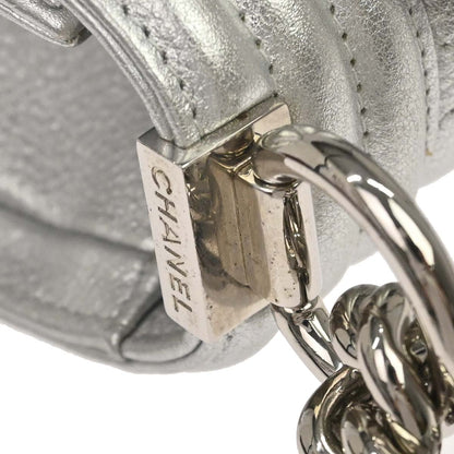 Boy Chanel 2019 Silver Lambskin Camellia Applique Small Chain Shoulder Bag