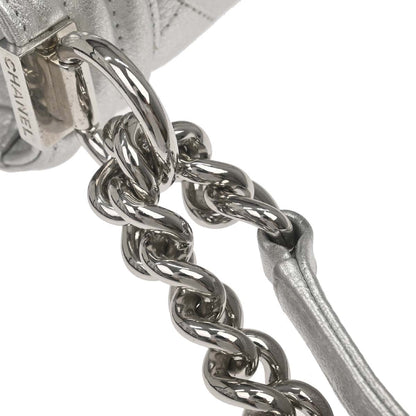 Boy Chanel 2019 Silver Lambskin Camellia Applique Small Chain Shoulder Bag