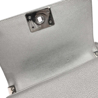 Boy Chanel 2019 Silver Lambskin Camellia Applique Small Chain Shoulder Bag