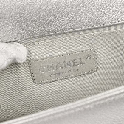 Boy Chanel 2019 Silver Lambskin Camellia Applique Small Chain Shoulder Bag