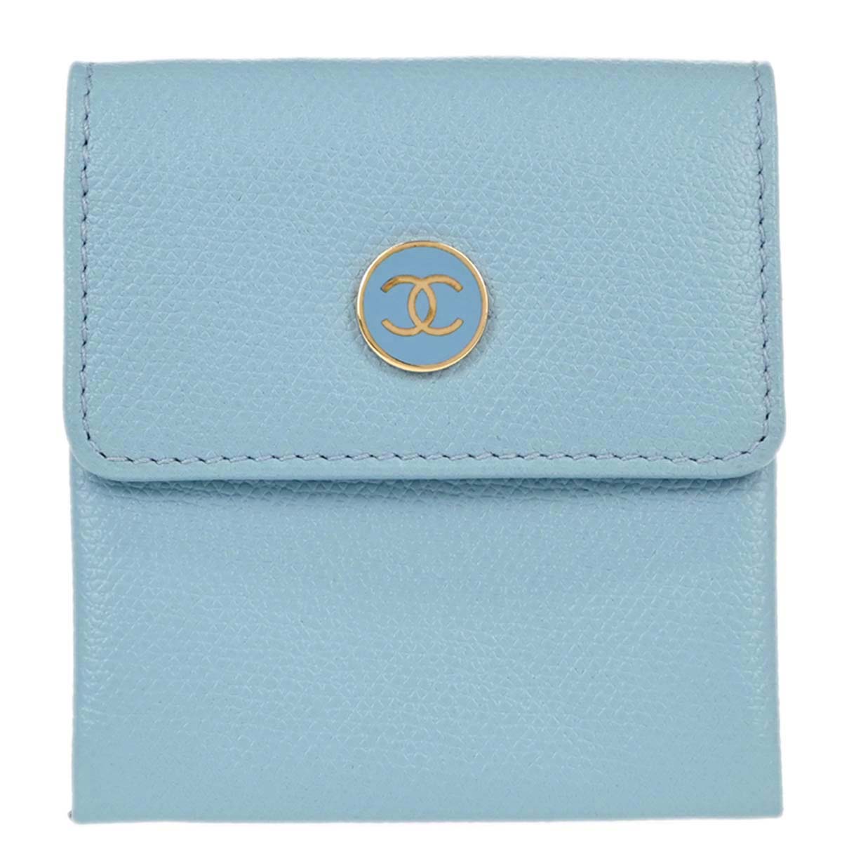 Chanel Light Blue Leather Coin Purse Wallet