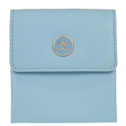 Chanel Light Blue Leather Coin Purse Wallet
