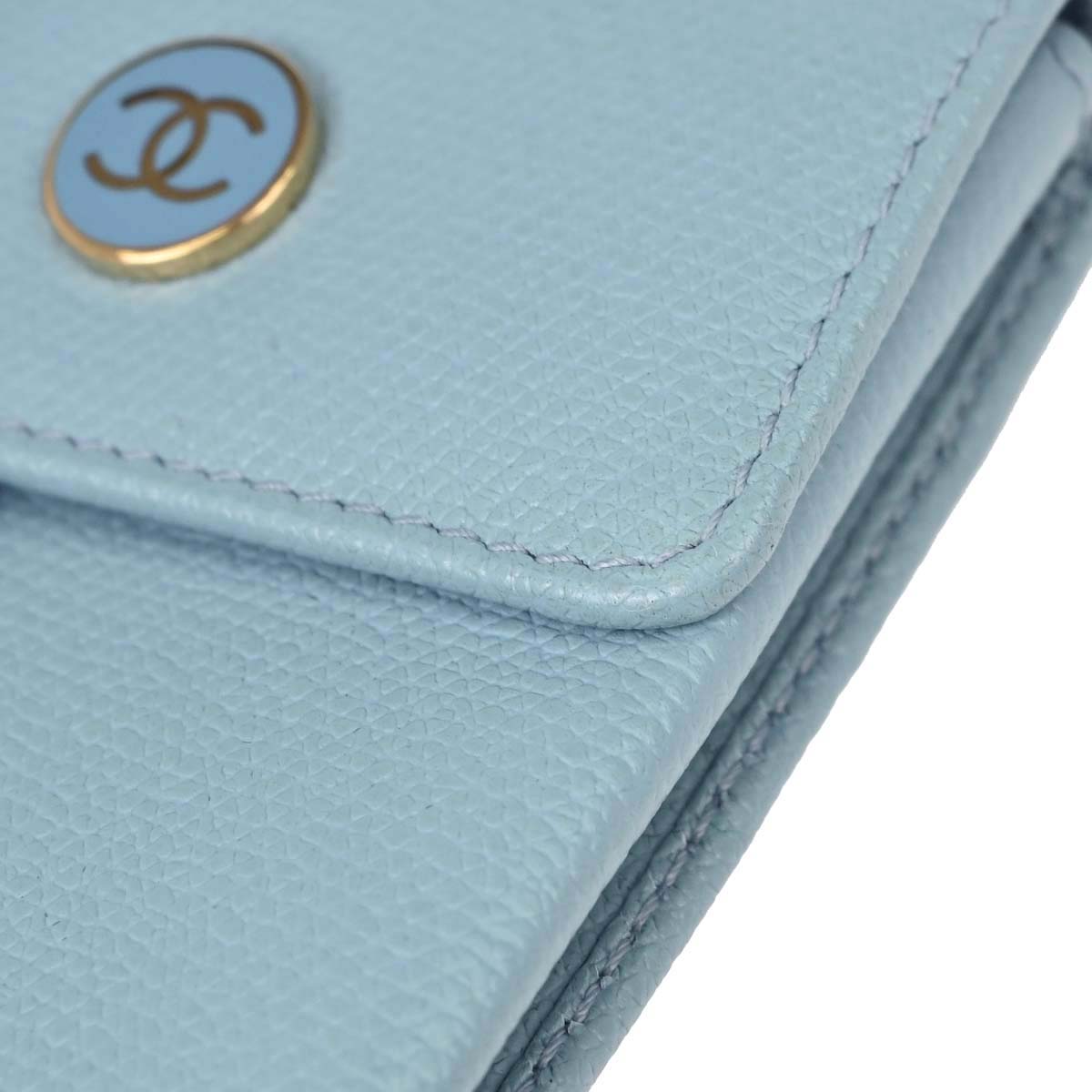 Chanel Light Blue Leather Coin Purse Wallet