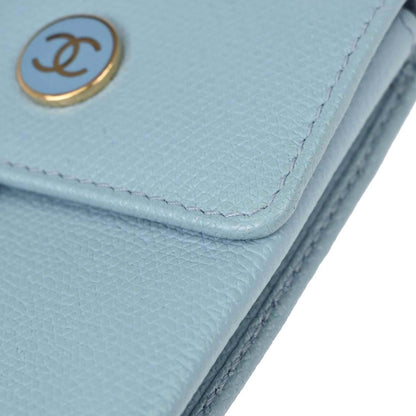 Chanel Light Blue Leather Coin Purse Wallet