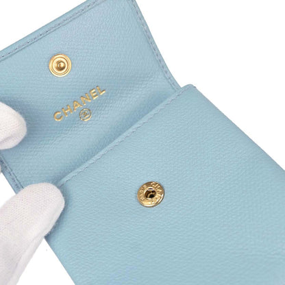 Chanel Light Blue Leather Coin Purse Wallet