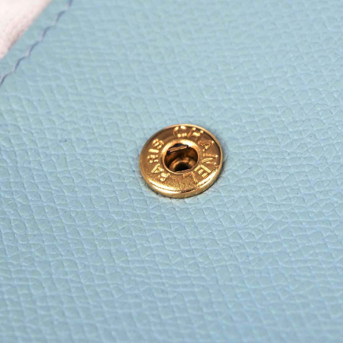 Chanel Light Blue Leather Coin Purse Wallet