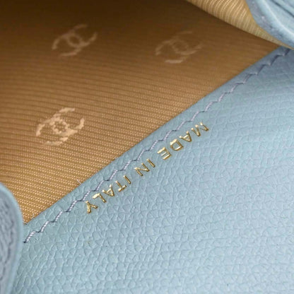 Chanel Light Blue Leather Coin Purse Wallet