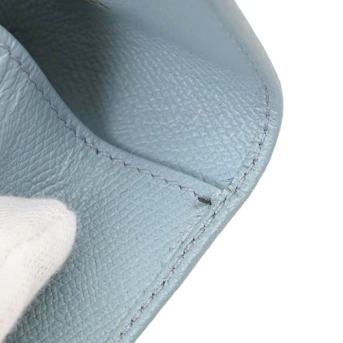 Chanel Light Blue Leather Coin Purse Wallet