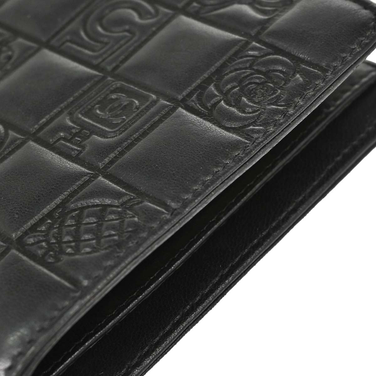 Chanel Black Lambskin Icon Long Bifold Wallet