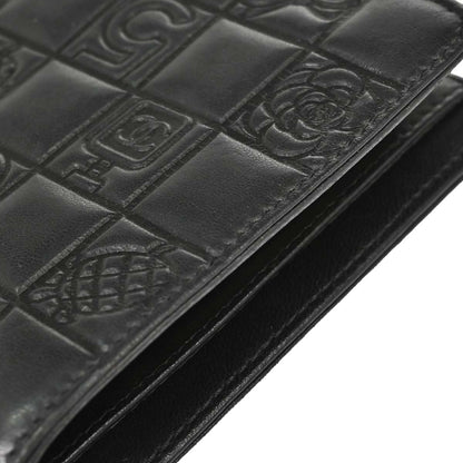 Chanel Black Lambskin Icon Long Bifold Wallet