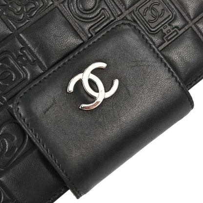 Chanel Black Lambskin Icon Long Bifold Wallet