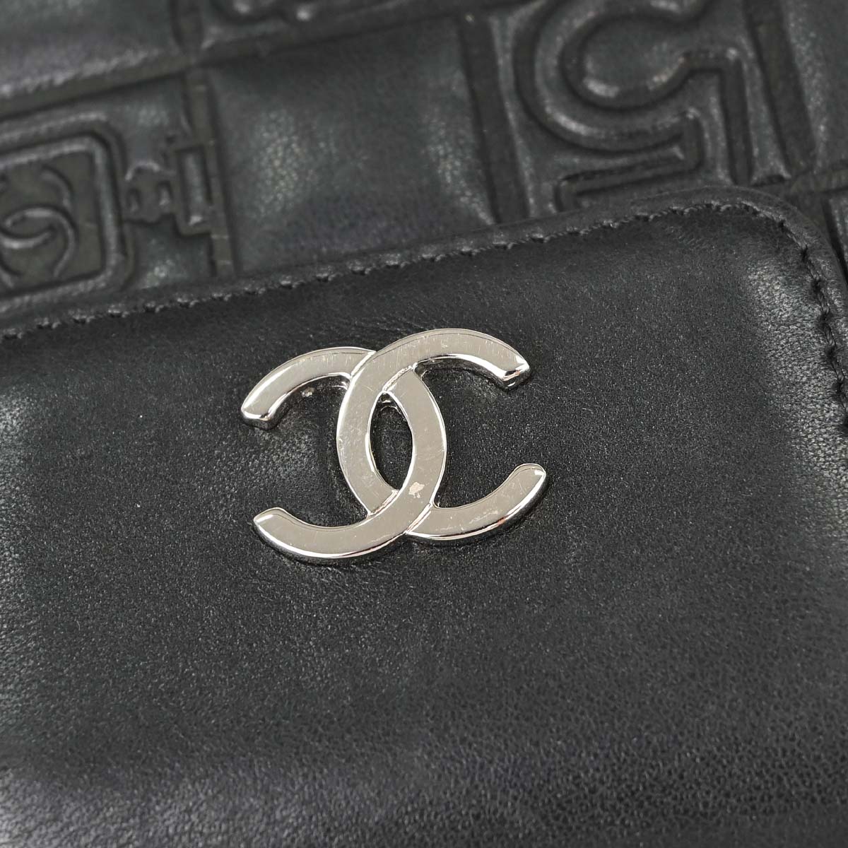 Chanel Black Lambskin Icon Long Bifold Wallet
