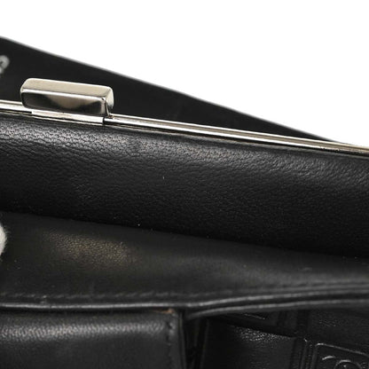 Chanel Black Lambskin Icon Long Bifold Wallet
