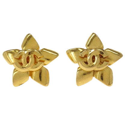 Chanel Flower CC Clip-On Earrings Gold 96P