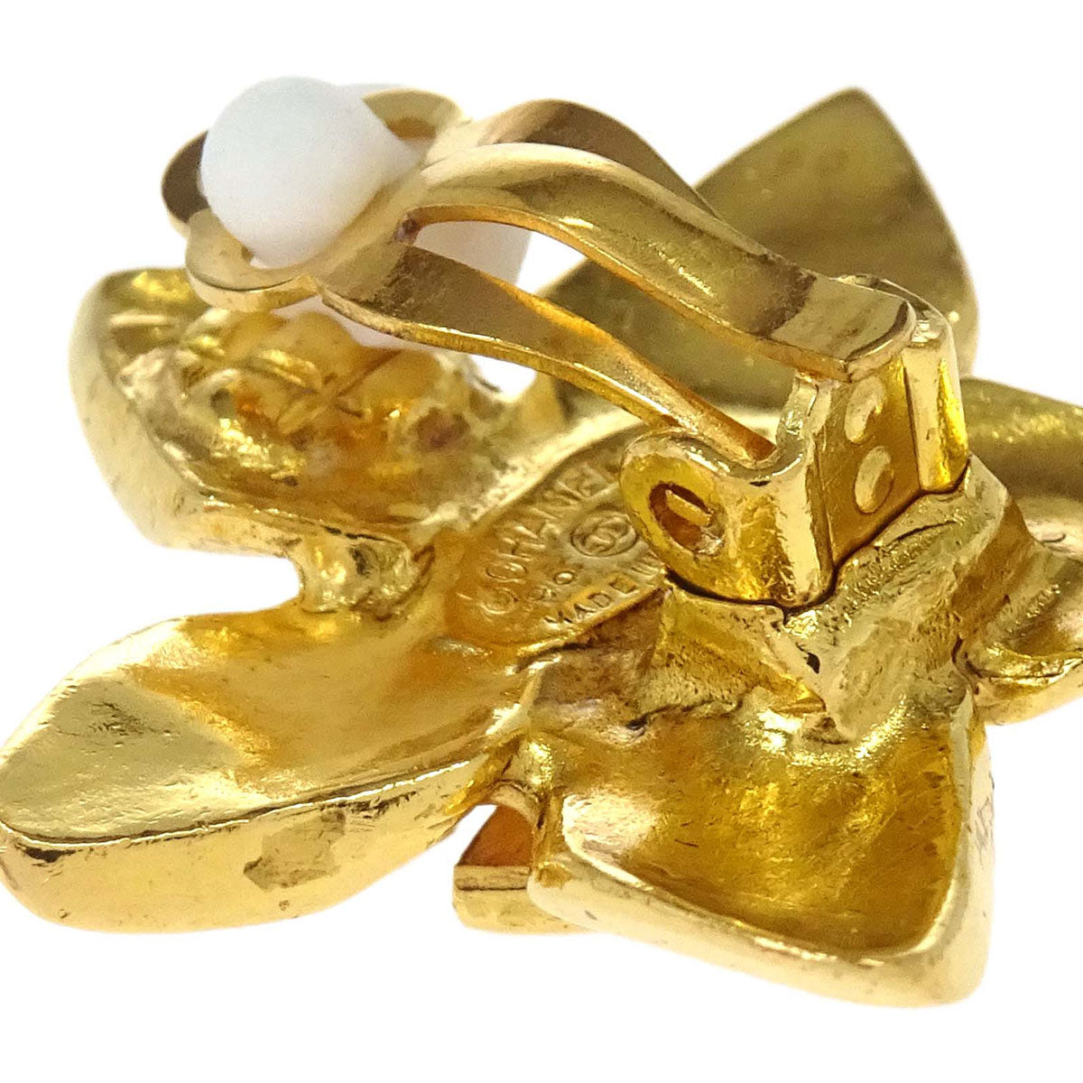 Chanel Flower CC Clip-On Earrings Gold 96P