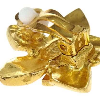 Chanel Flower CC Clip-On Earrings Gold 96P
