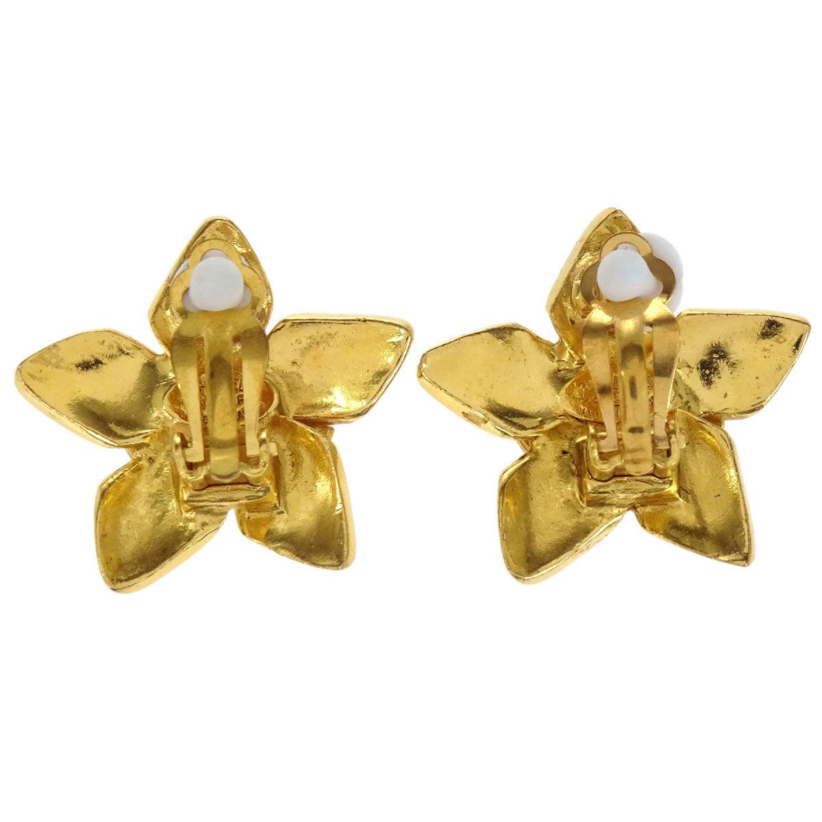 Chanel Flower CC Clip-On Earrings Gold 96P