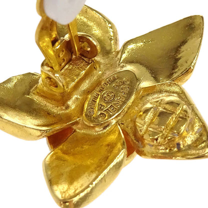 Chanel Flower CC Clip-On Earrings Gold 96P