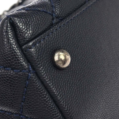Chanel * 2015-2016 Navy Bordeaux Caviar Skin Lizard Coco Handle 2way Shoulder Handbag
