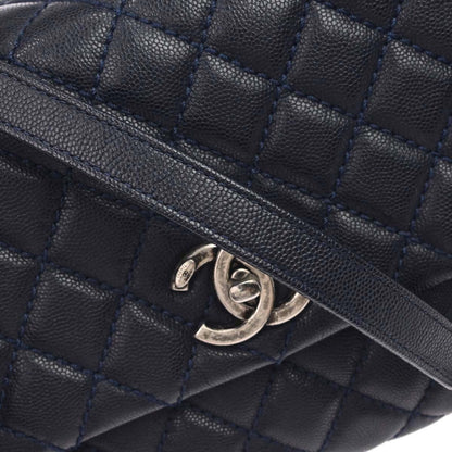 Chanel * 2015-2016 Navy Bordeaux Caviar Skin Lizard Coco Handle 2way Shoulder Handbag