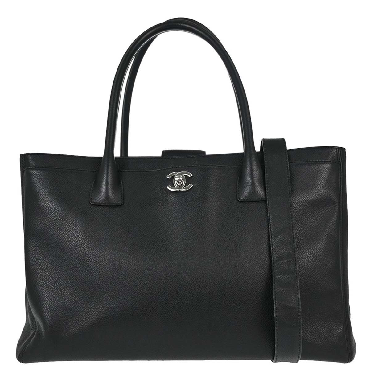 Chanel Black Calfskin Executive Cerf 2way Shoulder Tote Bag