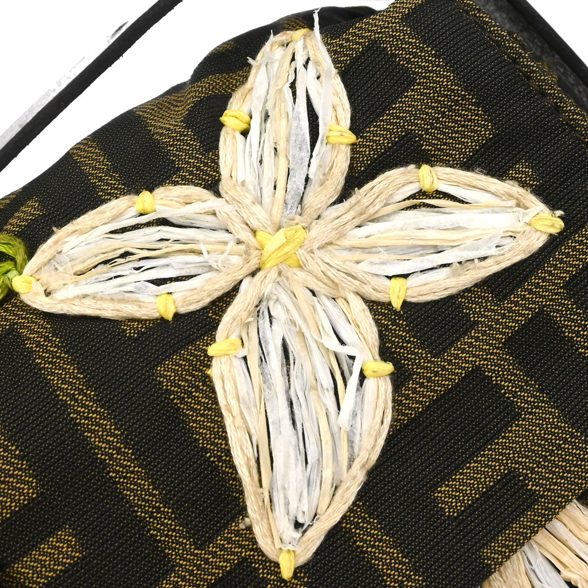 Fendi Brown Canvas Zucca Floral Embroidery Baguette Handbag