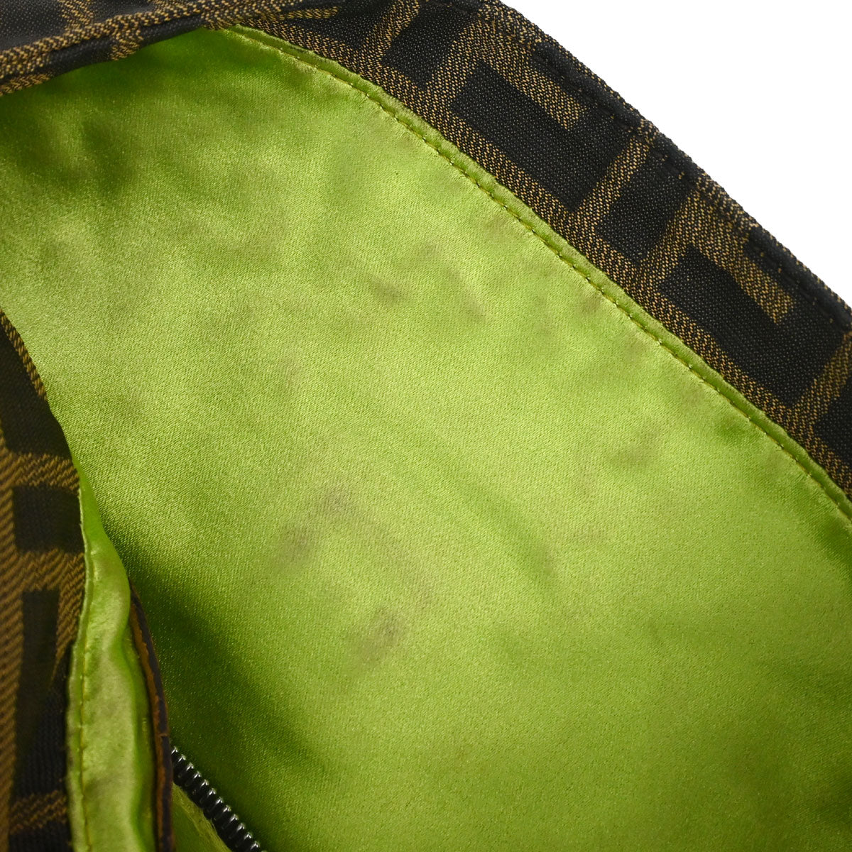 Fendi Brown Canvas Zucca Floral Embroidery Baguette Handbag