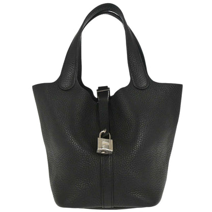 Hermes Black Taurillon Clemence Picotin Lock 18 PM Handbag