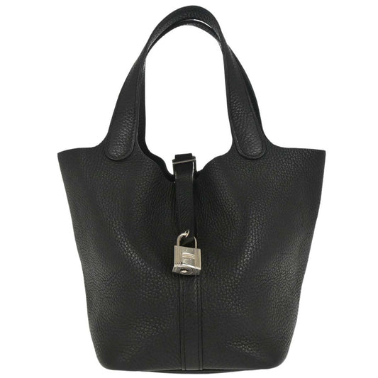 Hermes Black Taurillon Clemence Picotin Lock 18 PM Handbag