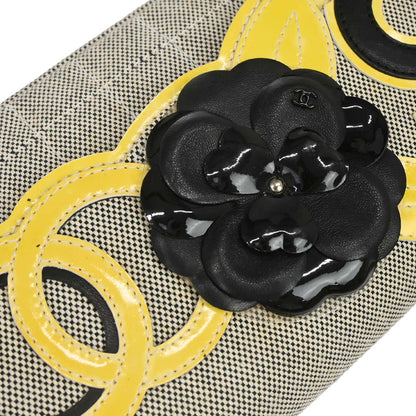 Chanel 2005-2006 Black Yellow Canvas Camellia No.5 CC Handbag