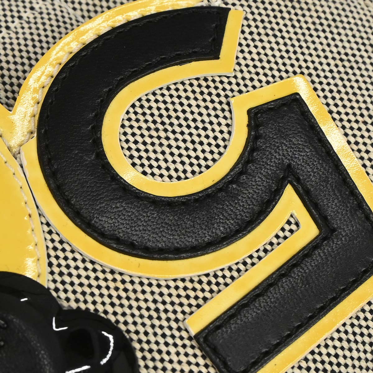 Chanel 2005-2006 Black Yellow Canvas Camellia No.5 CC Handbag