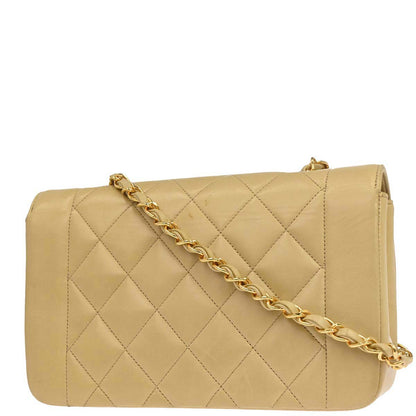 Chanel 1991-1994 Beige Lambskin Small Diana Shoulder Bag