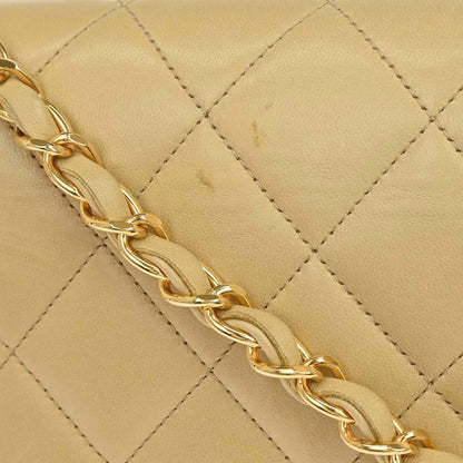 Chanel 1991-1994 Beige Lambskin Small Diana Shoulder Bag