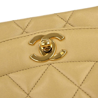 Chanel 1991-1994 Beige Lambskin Small Diana Shoulder Bag