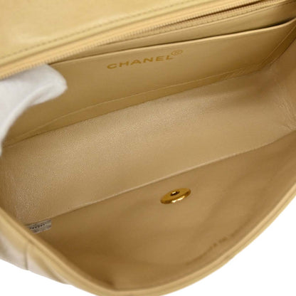 Chanel 1991-1994 Beige Lambskin Small Diana Shoulder Bag