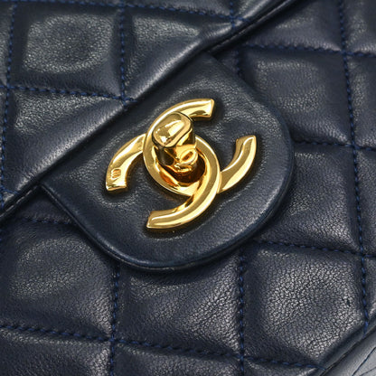 Chanel 1989-1991 Navy Lambskin Mini Classic Square Flap Shoulder Bag 17