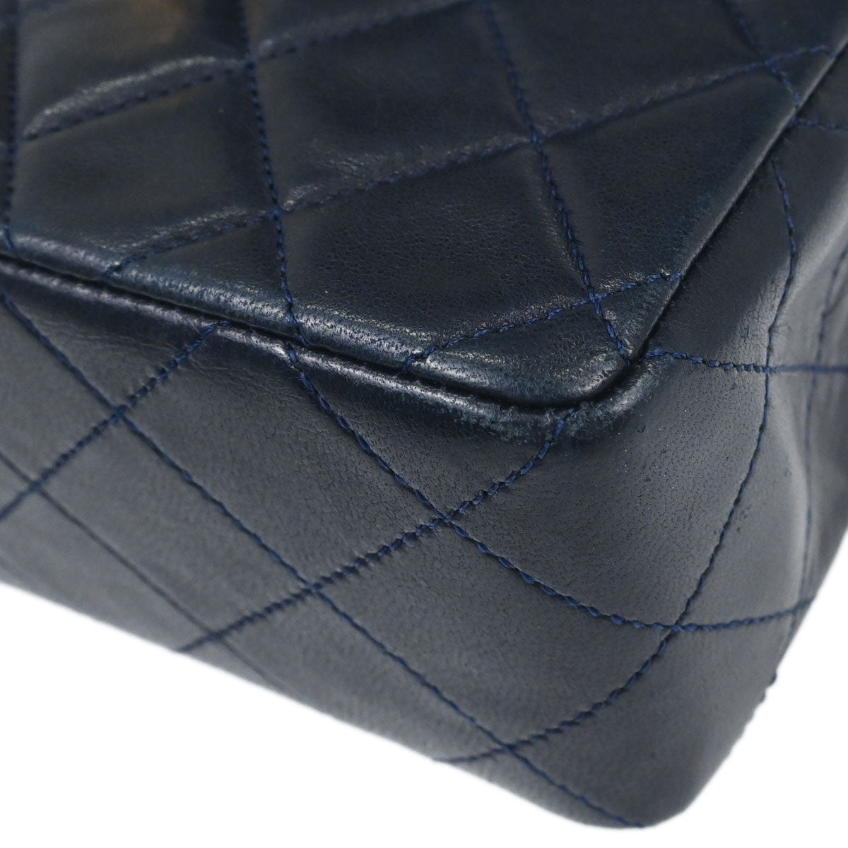 Chanel 1989-1991 Navy Lambskin Mini Classic Square Flap Shoulder Bag 17