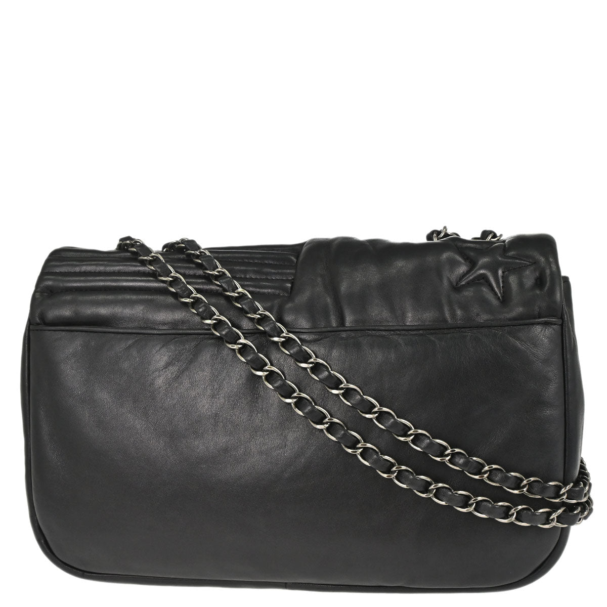 Chanel 2014 Black Lambskin Paris Dallas Stars and Stripes Flap Shoulder Bag