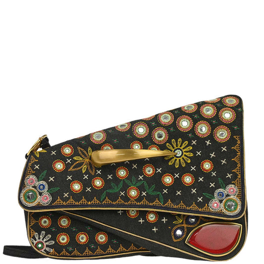 Christian Dior 2001 John Galliano Embroidery Cadillac Shoulder Bag