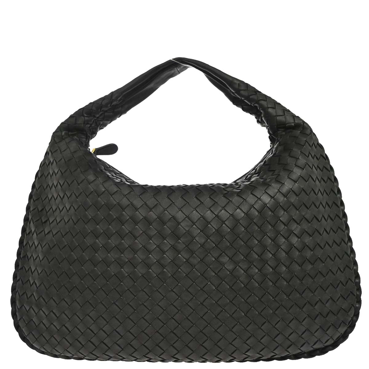 Bottega Veneta Black Lambskin Intrecciato Hobo Handbag