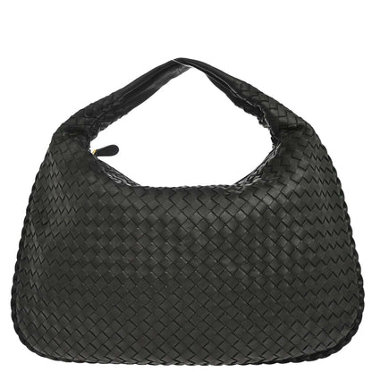 Bottega Veneta Black Lambskin Intrecciato Hobo Handbag