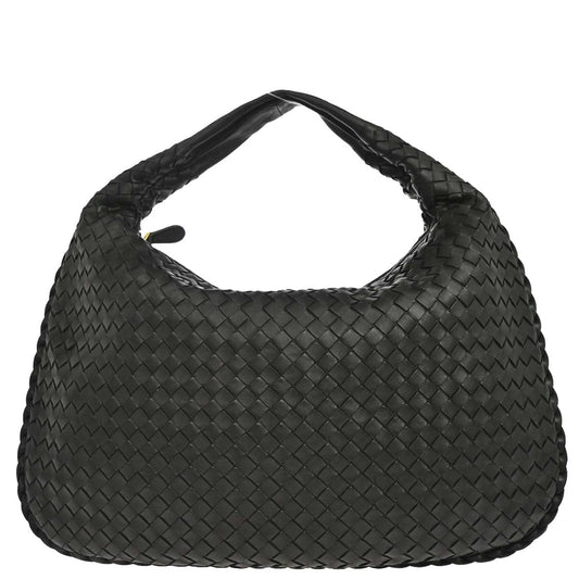Bottega Veneta Black Lambskin Intrecciato Hobo Handbag