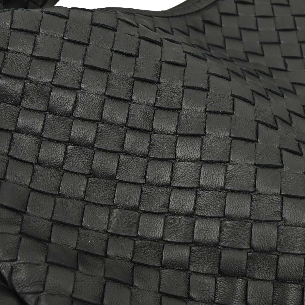 Bottega Veneta Black Lambskin Intrecciato Hobo Handbag